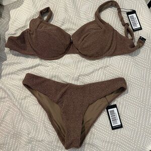 Vetchy Sparkly Laguna Bikini Gold Bottoms Medium NWT